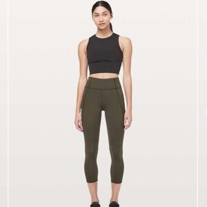 Lululemon Time To Sweat Crop 23" in Dark Olive Size 4 W6AWSS